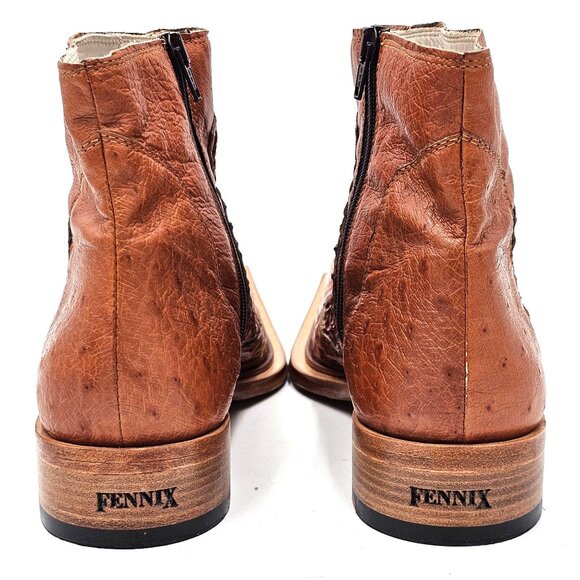 Exotic Fennix Italy Hornback Crocodile Ostrich Brown sz 9 Chelsea Dress Zip Boot - Picture 3 of 16
